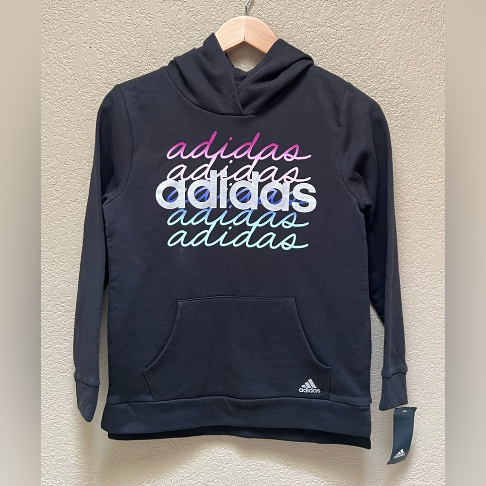 Adidas Print Black Hoodie Girls Size Large